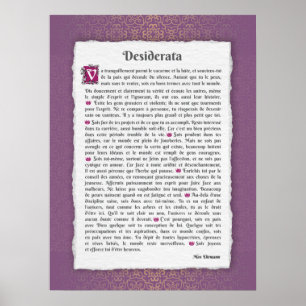 Poster Desiderata - Choses désirées - poème