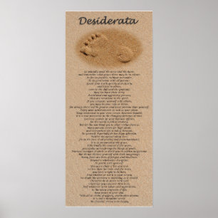 Poster Desiderata - empreinte de pas sur le sable