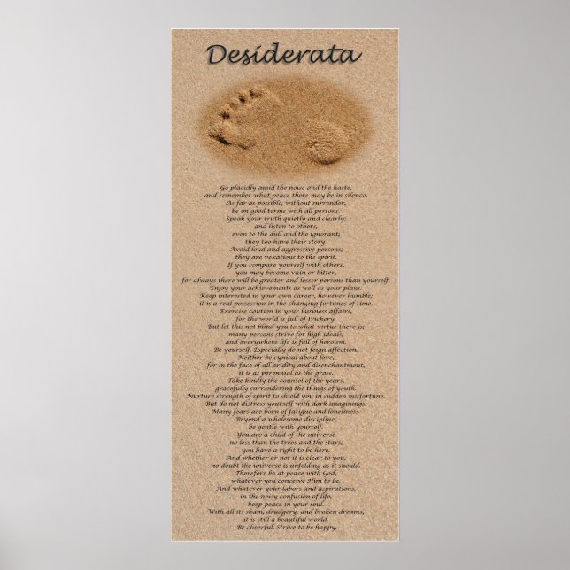 Poster Desiderata - Empreinte sur le sable (Devant)