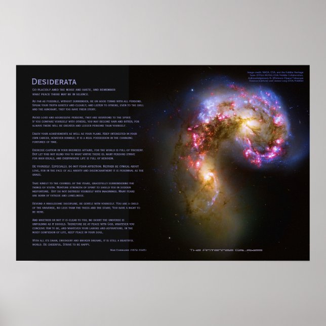 Poster Desiderata - Les Galaxies Antennes (Devant)