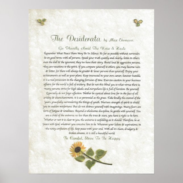 Poster DESIDERATA - Marguerites prudentes (Devant)