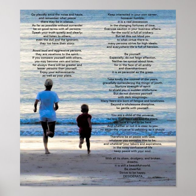 Poster Desiderata Max Ehrmann Go Placidly (Devant)