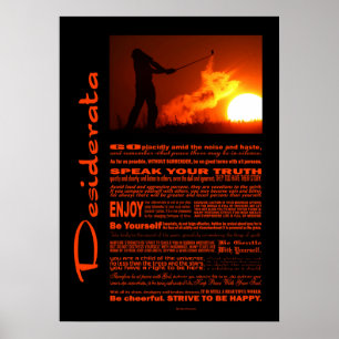 Poster Desiderata Poem Golfing Au coucher Du Soleil