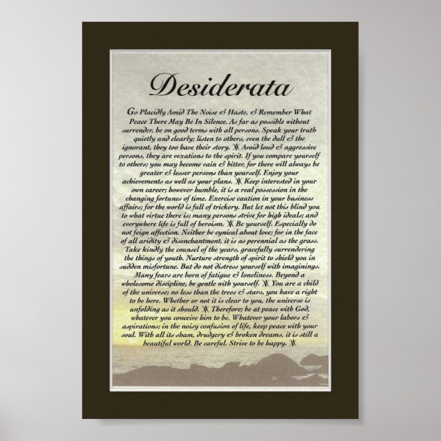 Poster DESIDERATA Poème de Max Ehrmann (Devant)