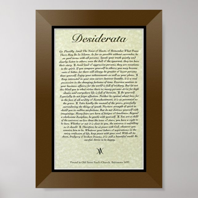 Poster DESIDERATA Poème de Max Ehrmann (Devant)