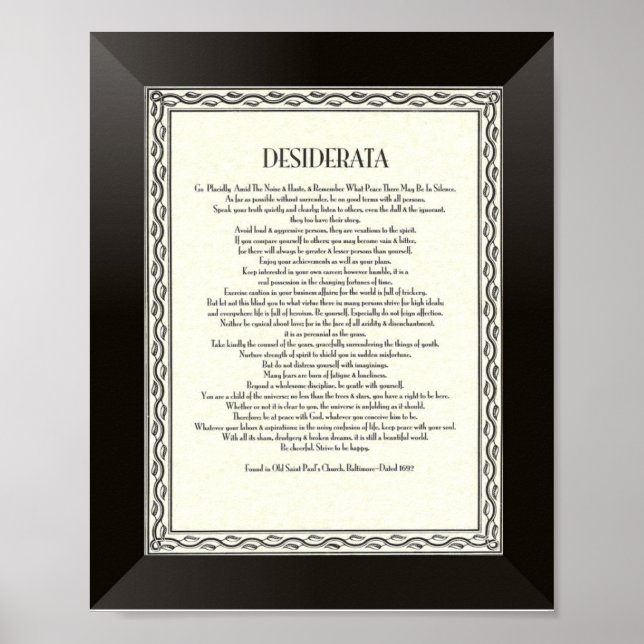 Poster DESIDERATA Poème de Max Ehrmann (Devant)