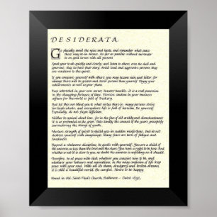 Poster DESIDERATA Poème de Max Ehrmann