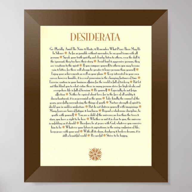 Poster DESIDERATA Poème de Max Ehrmann (Devant)