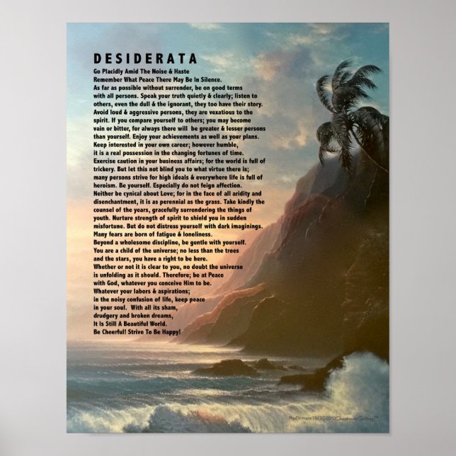 Poster Desiderata Poème de Max Ehrmann Tropical Design (Devant)