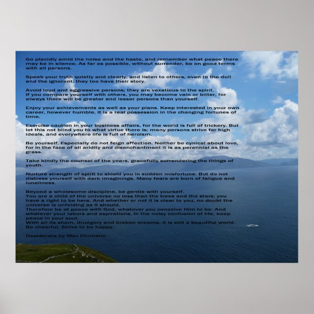 Poster Desiderata poème inspirant (Devant)