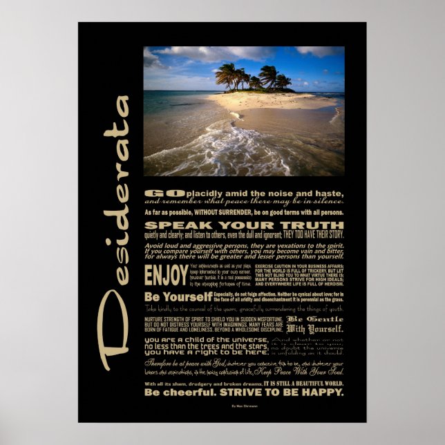 Poster Desiderata Poème Petite île solitaire (Devant)