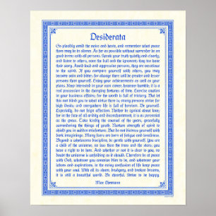 Poster Desiderata poster, design médiéval, 16x20