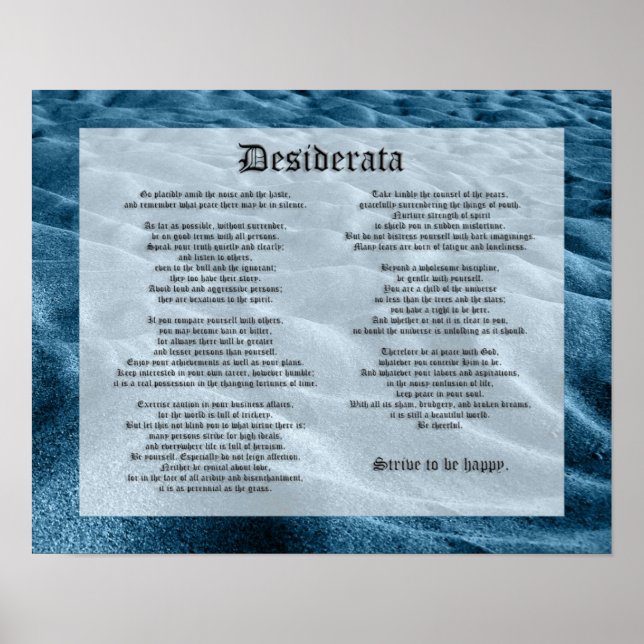 Poster Desiderata - Sables De Déplacement (Devant)