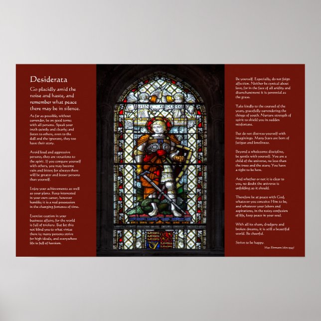 Poster Desiderata, St George, Vitrail de Dragon (Devant)
