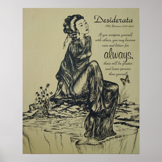 Poster Desiderata sur le stylet et l'encre dessin, Art as (Devant)