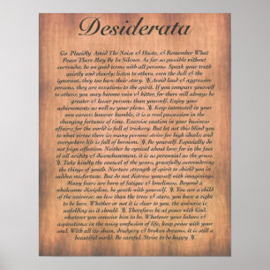 Poster DESIDERATA sur plaque de bois