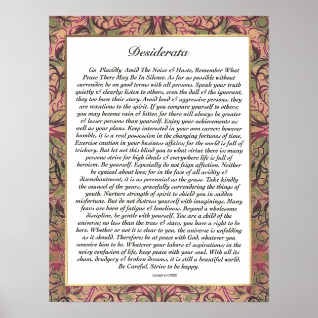 Poster DESIDERATA Triage multicolore (Devant)