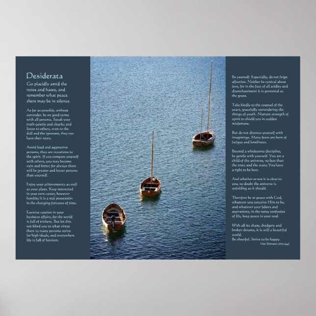 Poster Desiderata - Trois bateaux sur l'eau (Devant)