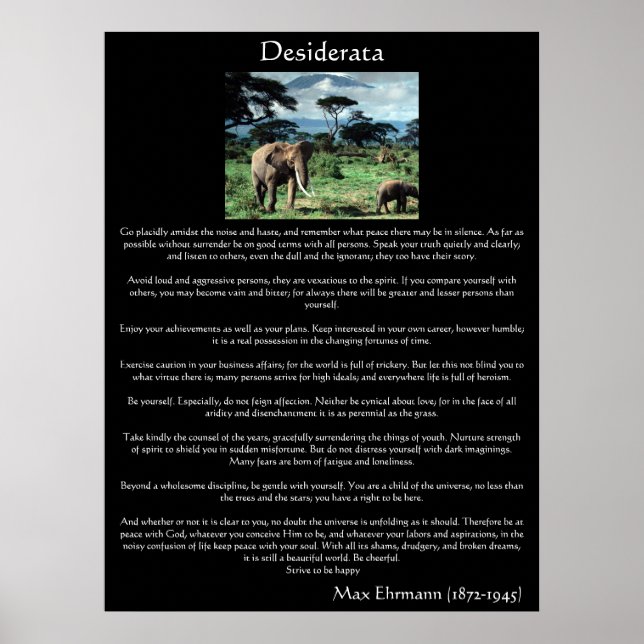 Poster Desiderata un troupeau d'éléphants en afrique Post (Devant)