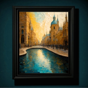 Poster Design abstrait moderne Gold Blue European