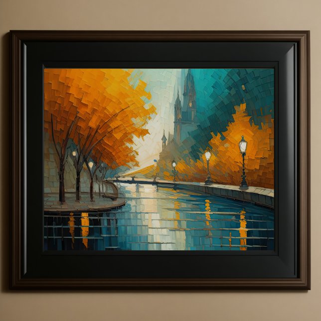 Poster Design abstrait moderne Or Orange Bleu européen (Créateur téléchargé)