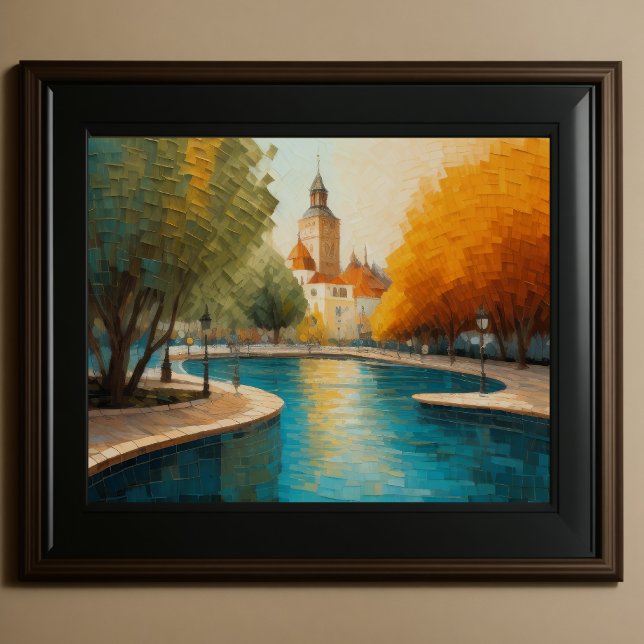 Poster Design abstrait moderne Or Orange Bleu européen (Créateur téléchargé)