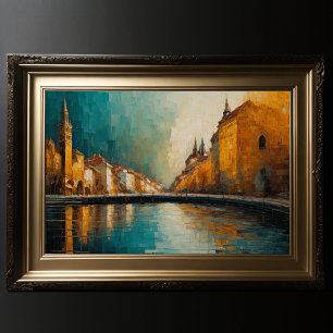 Poster Design abstrait moderne Or Orange Bleu européen