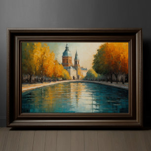 Poster Design abstrait moderne Or Orange Bleu européen