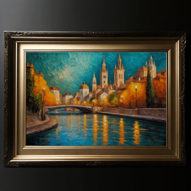 Poster Design abstrait moderne Or Orange Bleu européen (Créateur téléchargé)