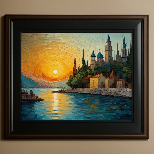 Poster Design abstrait moderne Or Orange Bleu européen (Créateur téléchargé)