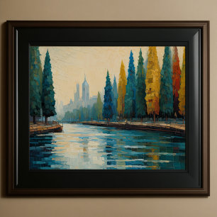 Poster Design abstrait moderne Or Orange Bleu européen