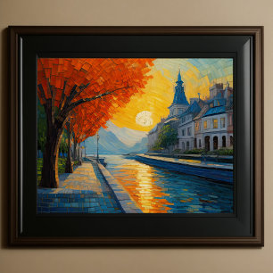 Poster Design abstrait moderne Or Orange Bleu européen