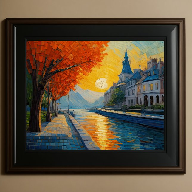 Poster Design abstrait moderne Or Orange Bleu européen (Créateur téléchargé)