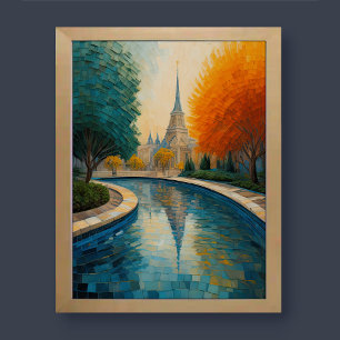 Poster Design abstrait moderne Or Orange Bleu européen