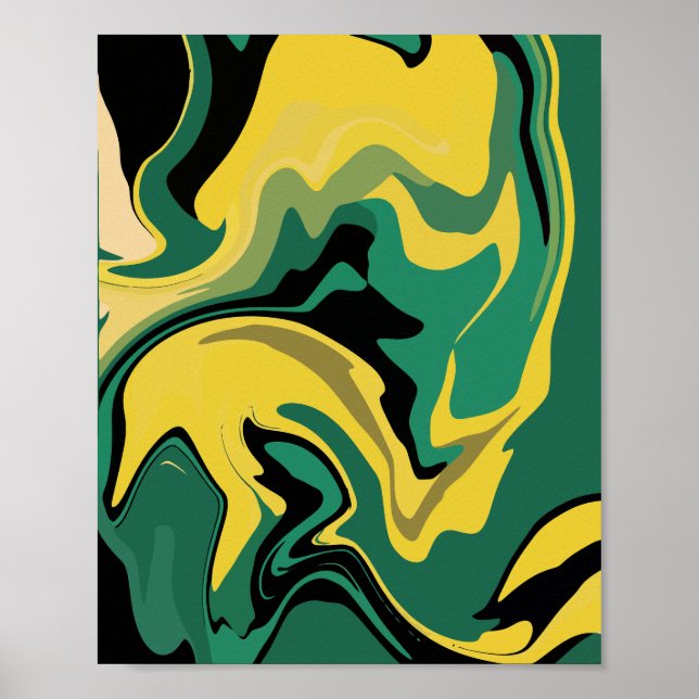 Poster Design Abstrait vert et jaune (Devant)