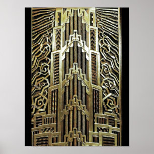 Poster Design Art nouveau métallique, vintage, élégant, c