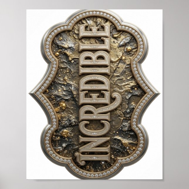 Poster Design Bold INCROYABLE Argent Iconique (Devant)