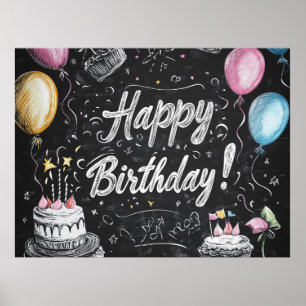 Poster Design d'anniversaire de style Chalkboard