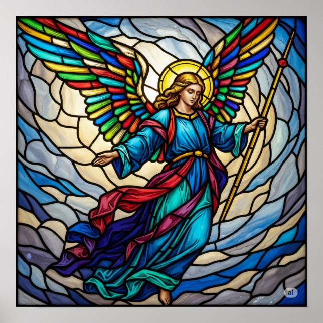 Poster Design d'art Serene Staint Glass Angel (Devant)