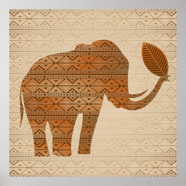 Poster Design d'art tribal des éléphants (Devant)