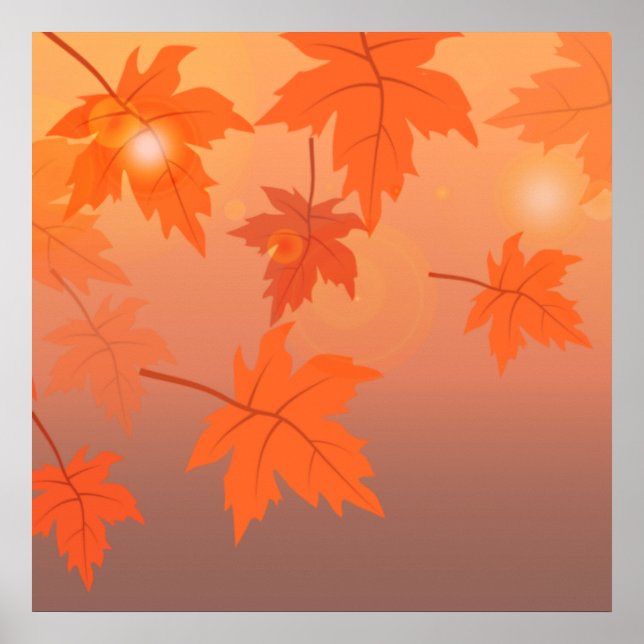 Poster Design d'automne avec feuilles d'érable et effet b (Devant)