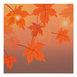 Poster Design d'automne avec feuilles d'érable et effet b