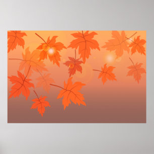 Poster Design d'automne avec feuilles d'érable et effet b