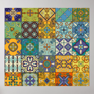 Poster Design de carreaux Talavera portugais