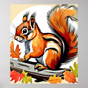 Poster Design de charme d'écureuil d'automne