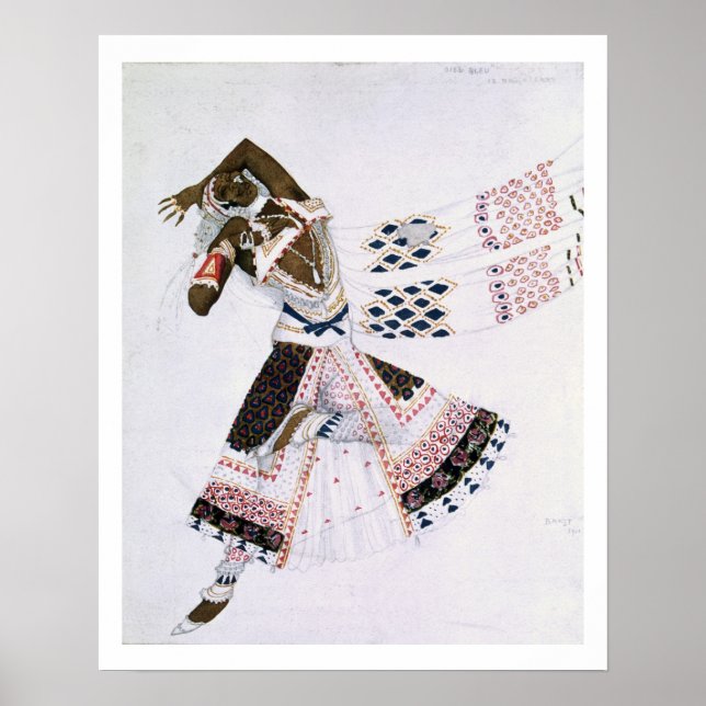 Poster Design de costume de Le Dieu Bleu, 1911 (couleurs  (Devant)