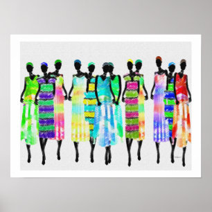 Poster Design de crayon couleur pour femmes africaines