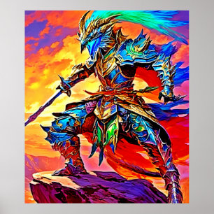 Poster Design de héros d'armure dynamique