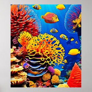 Poster Design de jardin de corail sous-marin