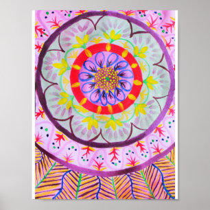 Poster Design de mandala en aquarelle dynamique avec ambi